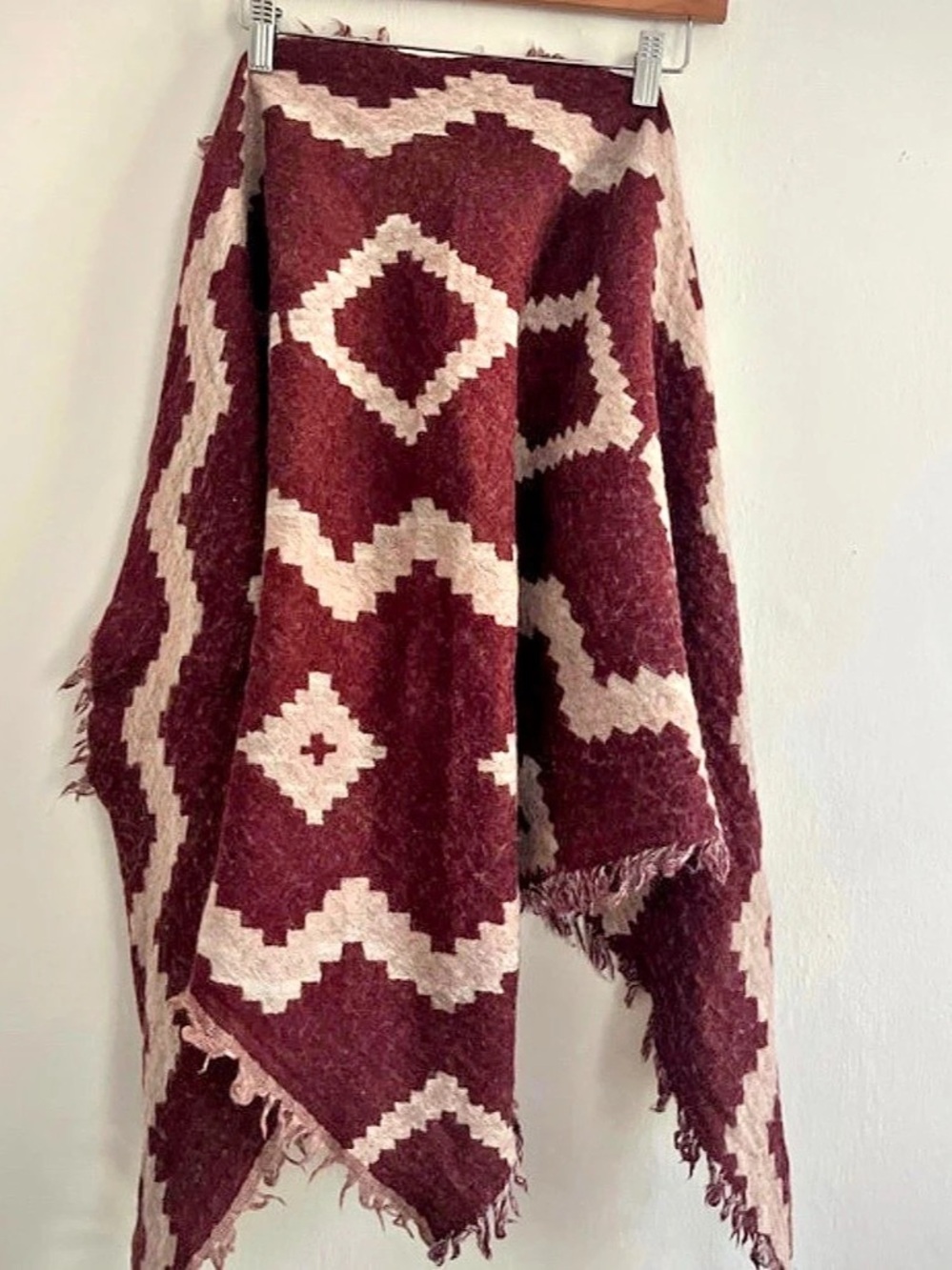 Aritzia  Geometric Maxi Skirt in Burgundy & Cream